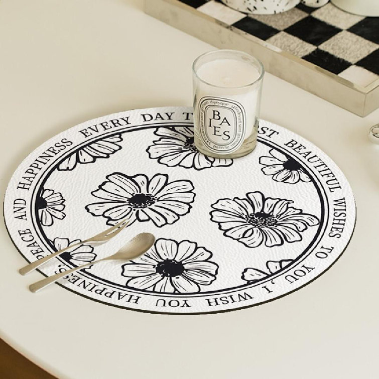 Umber Rea Leather Floral Round Placemat Wayfair